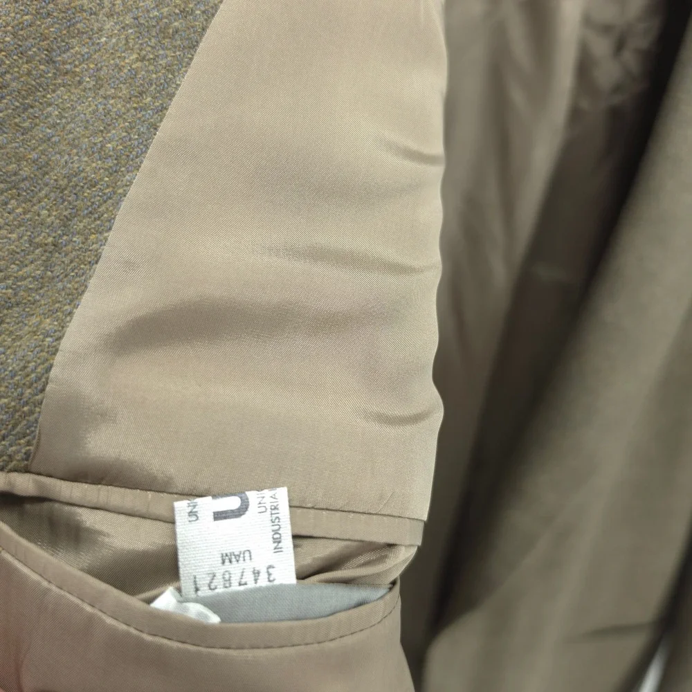 Hugo Boss Mens Blazer Wool Cashmere‎ Olive Brown 46R 2 Button Vintage USA Made